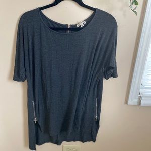Dark Gray Comfy Zipper Blouse